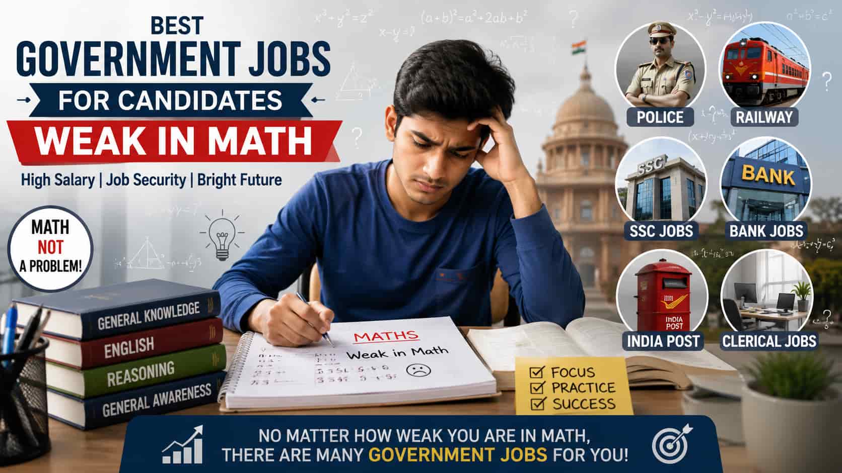 Best Government Jobs for Candidates Weak in Math (2026 Complete Guide)