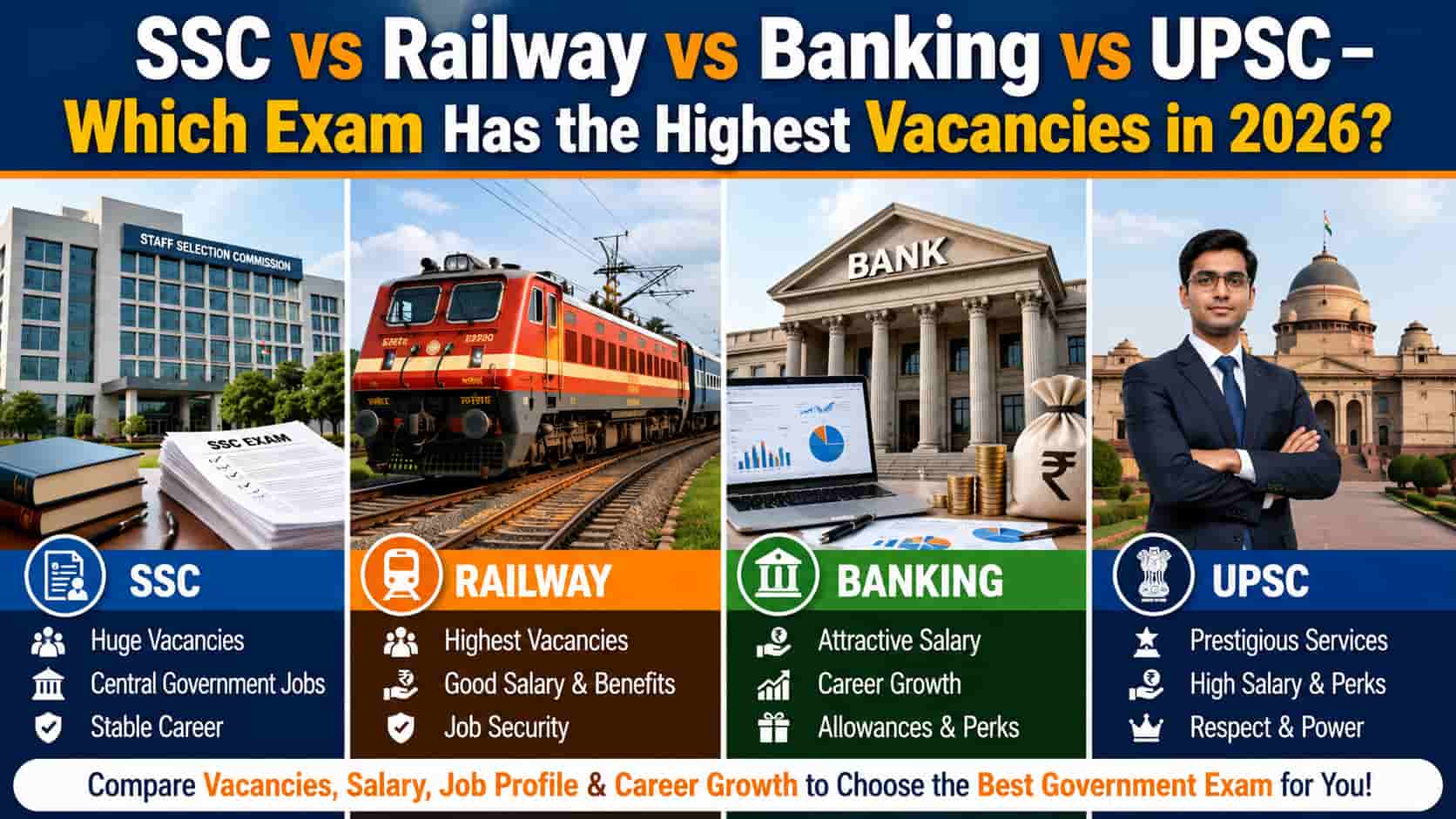 SSC vs Railway vs Banking vs UPSC: Which Government Exam Has the Highest Vacancies in 2026?